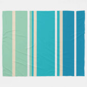 ティール（緑がかった色）ブルー、グリーン、ターコイズストライプ フリースブランケット (正面(横))