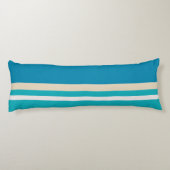 ティール(緑がかった色)ブルー、グリーン、ターコイズストライプ ボディピロー (裏面)