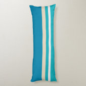 ティール(緑がかった色)ブルー、グリーン、ターコイズストライプ ボディピロー (裏面 (縦))