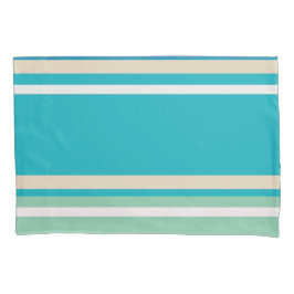 ティール（緑がかった色）ブルー、グリーン、ターコイズストライプ 枕カバー