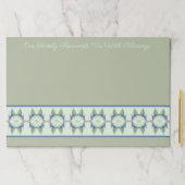 ティール（緑がかった色）ブルー&セージ緑アクセント付き紙ランチョンマット ペーパーパッド (インサイチュ)