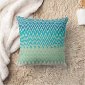 ティール（緑がかった色）ブルー、ターコイズ、グリーンジガグ クッション (ブランケット)