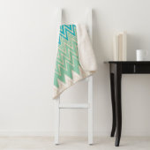 ティール（緑がかった色）ブルー、ターコイズ、グリーンジガグ シェルパブランケット (インサイチュ)