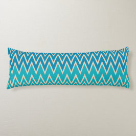 ティール（緑がかった色）ブルー、ターコイズ、グリーンジガグ ボディピロー