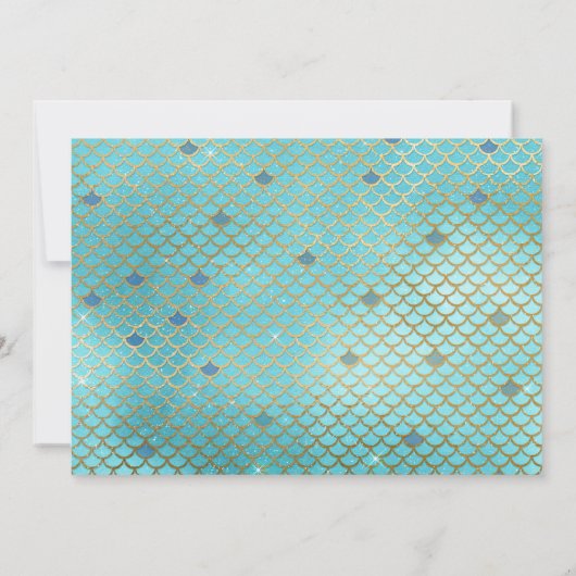 ティール（緑がかった色）ブルー&パープルマーメイドはかりで測ブライダルシャワー 招待状 (裏面)