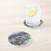 ティール（緑がかった色）ブルー&パープルラステッド背景 コースター (側面)