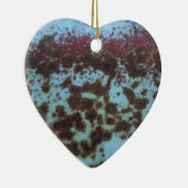 ティール（緑がかった色）ブルー&パープルラステッド背景 セラミックオーナメント (右)