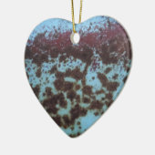 ティール（緑がかった色）ブルー&パープルラステッド背景 セラミックオーナメント (左)