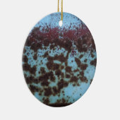 ティール（緑がかった色）ブルー&パープルラステッド背景 セラミックオーナメント (右)