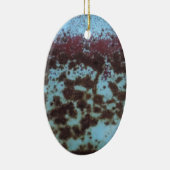 ティール（緑がかった色）ブルー&パープルラステッド背景 セラミックオーナメント (右)