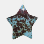 ティール（緑がかった色）ブルー&パープルラステッド背景 セラミックオーナメント (右)