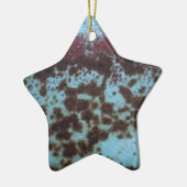 ティール（緑がかった色）ブルー&パープルラステッド背景 セラミックオーナメント (左)