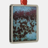 ティール（緑がかった色）ブルー&パープルラステッド背景 メタルオーナメント (右)