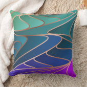 ティール（緑がかった色）、ブルー、パープル花びらニューアールヌーボー クッション (ブランケット)