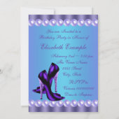 ティール(緑がかった色)ブルー&パープル誕生日パーティー 招待状 (裏面)