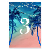 ティール（緑がかった色）ブルー&ピーチパームツリーテーブル番号 テーブルナンバー (裏面)