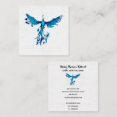 *~*ティール（緑がかった色）·ブルー·フェザーズ·アッシュ スクエア名刺 (正面/裏面)