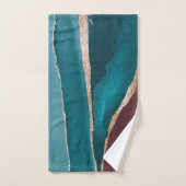 ティール(緑がかった色)ブルー&ブラウン金ゴールドグリッターマーブルマザーズデイ バスタオルセット (ハンドタオル)