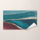 ティール(緑がかった色)ブルー&ブラウン金ゴールドグリッターマーブルマザーズデイ バスタオルセット (ハンドタオル)