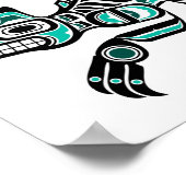 ティール(緑がかった色)ブルー&ブラックハイダスピリットウルフ ポスター (角)