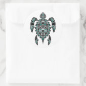 ティール(緑がかった色)ブルー&ブラックハイダスピリットシーカメ ラウンドシール (バッグ)