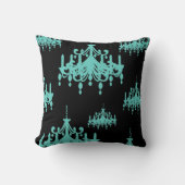 ティール（緑がかった色）ブルー/ブルーシャンデリア装飾装飾用クッション クッション (正面)