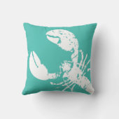 ティール（緑がかった色）ブルー&ホワイト風化ロブスターサーフシャック クッション (裏面)