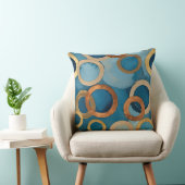 ティール（緑がかった色）ブルー、金ゴールドと消音銅リング クッション (椅子)