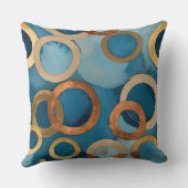 ティール（緑がかった色）ブルー、金ゴールドと消音銅リング クッション (裏面)