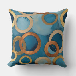 ティール（緑がかった色）ブルー、金ゴールドと消音銅リング クッション