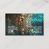 ティール(緑がかった色)ブルー&金ゴールドドラゴンフェイクグリッター 名刺 (裏面)