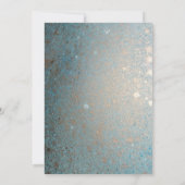 ティール(緑がかった色)ブルー、金ゴールド&銅結婚式招待状 招待状 (裏面)