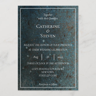ティール（緑がかった色）ブルー、金ゴールド&銅結婚式招待状 招待状