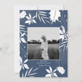 ティール(緑がかった色)ブルーB/Wフォトベビーシャワー 招待状 (正面)