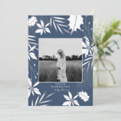 ティール(緑がかった色)ブルーB/Wフォトベビーシャワー 招待状 (スタンド正面)