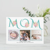 ティール(緑がかった色)ブルーMOMタイポグラフィフォトマザーズの日 シーズンカード (スタンド正面)