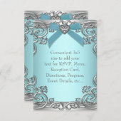 ティール（緑がかった色）ブルーRSVPすべての目的 出欠カード (正面/裏面)