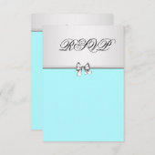 ティール（緑がかった色）ブルーRSVP 出欠カード (正面/裏面)