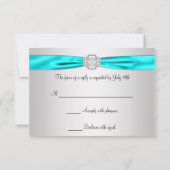 ティール（緑がかった色）ブルーRSVP 出欠カード (裏面)