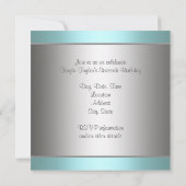 ティール（緑がかった色）ブルーSweet sixteen誕生会 招待状 (裏面)