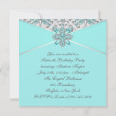 ティール(緑がかった色)ブルーSweet sixteen誕生会 招待状 (裏面)