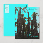 ティール（緑がかった色）ブルーtikiテーマグリーティングポストカード ポストカード (正面/裏面)