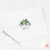 ティール(緑がかった色)ブーケありがとう – Circle Sticker ラウンドシール (封筒)