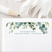 ティール(緑がかった色)ブーケアッパースワッグ-差出人住所ラベル ラベル (インサイチュ)