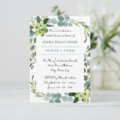 ティール（緑がかった色）ブーケフレーム- 3x5ブライダルシャワー招待 招待状 (スタンド正面)