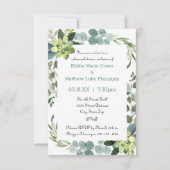 ティール(緑がかった色)ブーケフレーム- 3x5リハーサルディナー招待状 招待状 (正面)