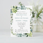 ティール(緑がかった色)ブーケフレーム- 3x5リハーサルディナー招待状 招待状 (スタンド正面)