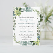 ティール（緑がかった色）ブーケフレーム – 3x5結婚式招待状 招待状 (スタンド正面)
