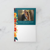 ティール(緑がかった色)ブーケ折結婚り畳み写真サンキューカード サンキューカード (内部)