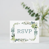 ティール（緑がかった色）ブーケ – RSVPポストカード ポストカード (スタンド正面)